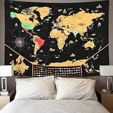 World Map Tapestry World Tapestry Wall