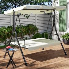 Beige Outdoor Garden Swing Chair