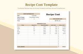 recipe cost template in