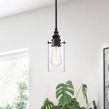 Shop Tedosha 1 Light Black Pendant Lamp With Glass Cylinder Shade Includes Edison Bulb Overstock 23068197