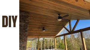 and groove ceiling on covered porch