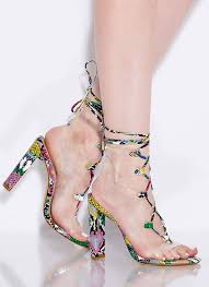 Clear Out Chunky Lace Up Snake Heels
