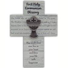 First Communion Blessing Wall Cross With Metal Chalice
