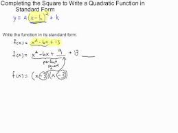 Quadratic Function In Standard Form