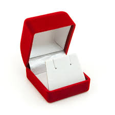 small earring box red flocked