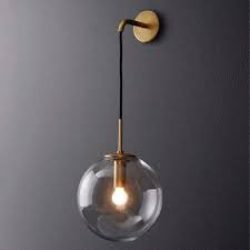 Luxury Nordic Modern Led Wall Lamp Gray Clear Glass Ball Lampshade Bathroom Mirror Bedroom Beside Wall Light Sconce Home Lighting Nordic Modern Led Wall Lamp Gray Clear Glass Ball Lampshade Bathroom Mirror Bedroom Beside Wall