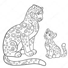 coloring pages mother jaguar with her