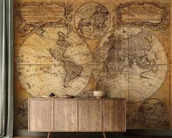 World Map Wall Murals Vintage