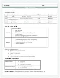 Resume Freshers Format Resume Format For It Consulting Students
