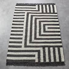 ways jute black white striped rug
