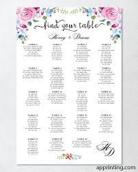 Watercolor Rose Vertical Wedding Seating Charts