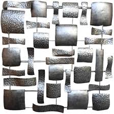Metal Wall Art Silver Abstract Grid