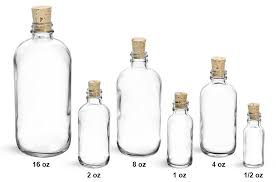 Clear Glass Round Bottles W Cork Stoppers