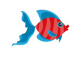 cartoon red fish in flat style vector