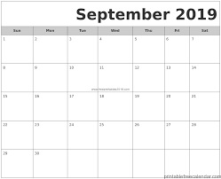 Free Printable September 2019 Calendar Templates Free