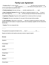 021 Family Loan Agreement Example Personal Template