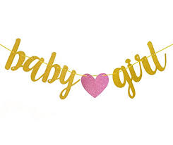 Fecedy Gold Glitter Baby Girl Banner For Baby Shower