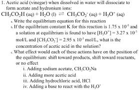 Solved Acetic Acid Vinegar When