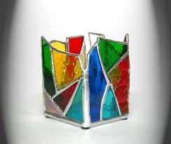 Multi Colored Stained Glass Candle