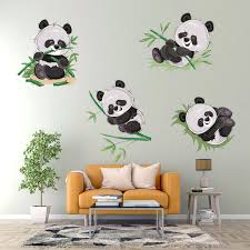 4pcs Panda Wall Stickers Cute Cartoon