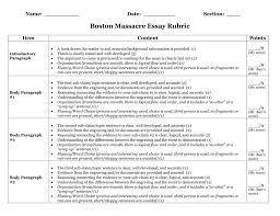 boston massacre essay rubric date section boston massacre essay rubric item introductory paragraph body paragraph 1 content 61623 61623 61623 61623 61623 a hook draws the