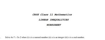 Cbse Class 11 Mathematics Linear