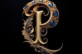 Gold Letter P That Is On A Black Background