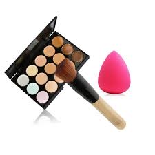 15 color ultra contour kit face contouring and highlighter palette beauty cosmetics cream makeup blemish concealer palette p15 1 brush sponge