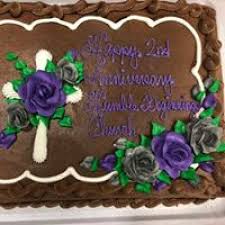 Frost the cake with peanut butter, butter cream or chocolate frosting. Happy 2nd Church Anniversary