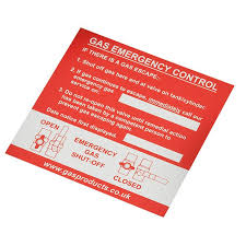 Gas Emergency Control Valve Label