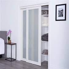 white sliding frosted glass door