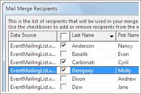 mail merge using an excel spreadsheet