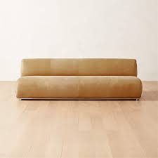 hada modern armless beige leather sofa