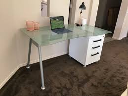 white desk glass top furniture