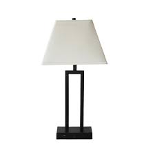 Fangio Lighting 27 In Tech Friendly Bronze Table Lamp With 1 Outlet And 1 Usb Port In Base W 12717 The Home Depot
