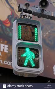 Japanese Green Man Walk Street Traffic Light In Asakusa