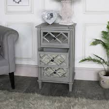 Limited time sale easy return. Grey Mirrored Bedside Lamp Table Vienna Range