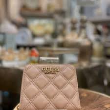 guess giully quilted maxi wallet beige