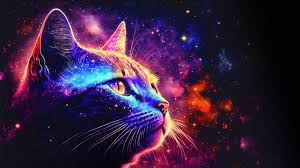 cat colorful background art 4k