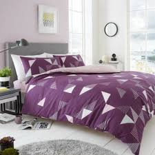 triangle grey purple cotton blend quilt