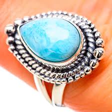 larimar 925 sterling silver ring size 7