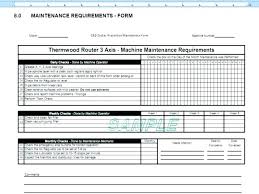 Preventive Maintenance Forms Templates Machine Chart Format Template