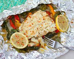 cod and spinach in foil packets