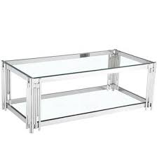 Modern Silver Frame Side Table Clear