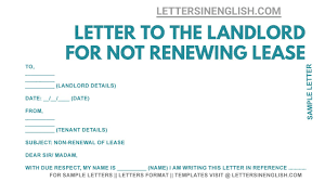 sle letter to landlord not renewing