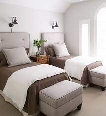Twin Bedroom With Dark Brown Bed Sheets