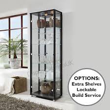 Home Double Black Glass Display Cabinet