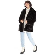 Womens Faux Fur Coat Black Size 16