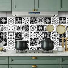 Black and white kitchen tiles. Black White Matte Surface Tiles Wall Sticker Kitchen Bathroom Floor Renovation Wallpaper Peel Stick Ceramics Art Sticker Wall Stickers Aliexpress