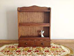 Vintage Wooden Spice Rack Drawers Wall